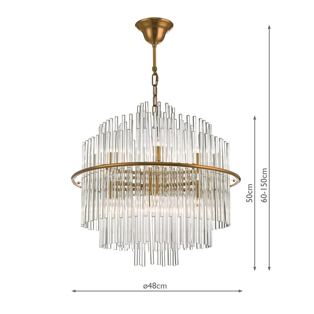 Lukas 13 Light Pendant Brushed Antique Gold And Clear Glass<br>Antique Gold