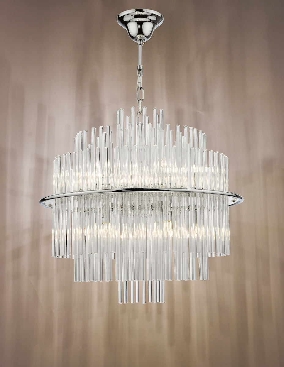 Lukas 13 Light Pendant Polished Chrome Glass<br>Polished Chrome