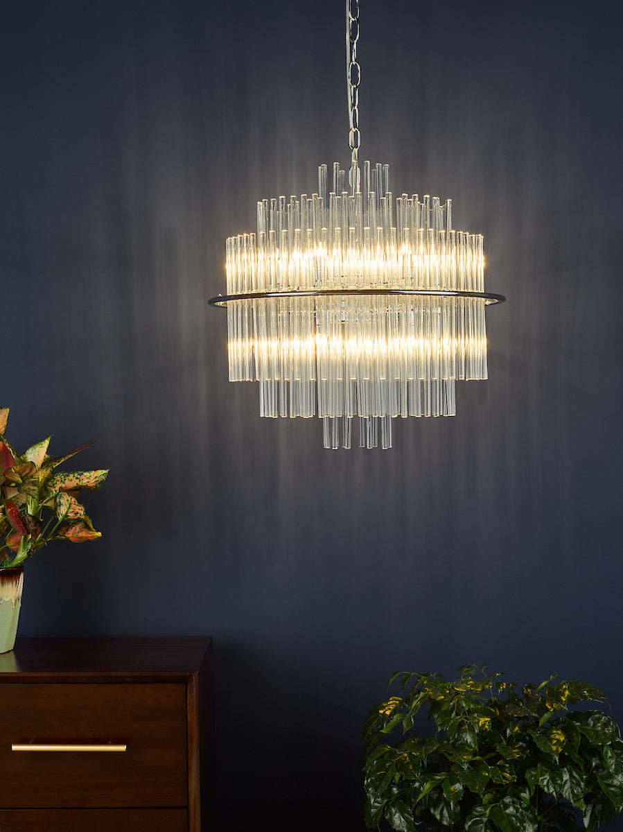 Lukas 13 Light Pendant Polished Chrome Glass<br>Polished Chrome