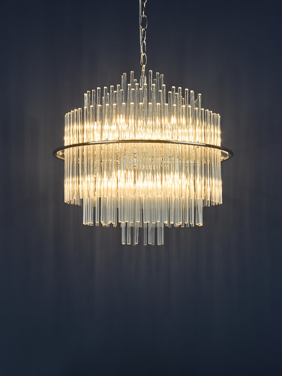 Lukas 13 Light Pendant Polished Chrome Glass<br>Polished Chrome