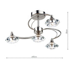 Luther 4 Light Semi Flush Satin Chrome CrystalSatin Chrome