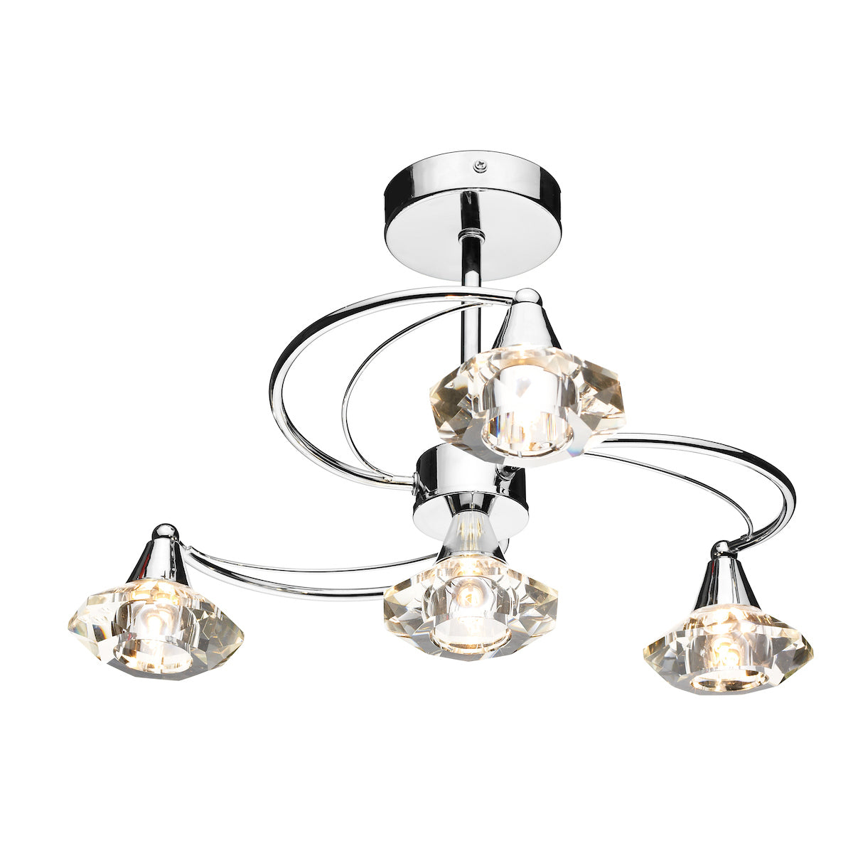 Luther 4 Light Semi Flush Polished Chrome Crystal<br>Polished Chrome
