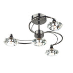 Luther 4 Light Semi Flush Black Chrome Crystal<br>Polished Black Chrome