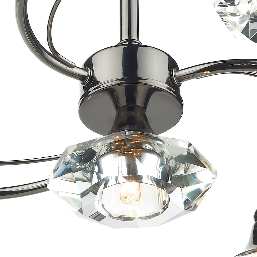 Luther 4 Light Semi Flush Black Chrome Crystal<br>Polished Black Chrome