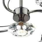 Luther 4 Light Semi Flush Black Chrome Crystal<br>Polished Black Chrome