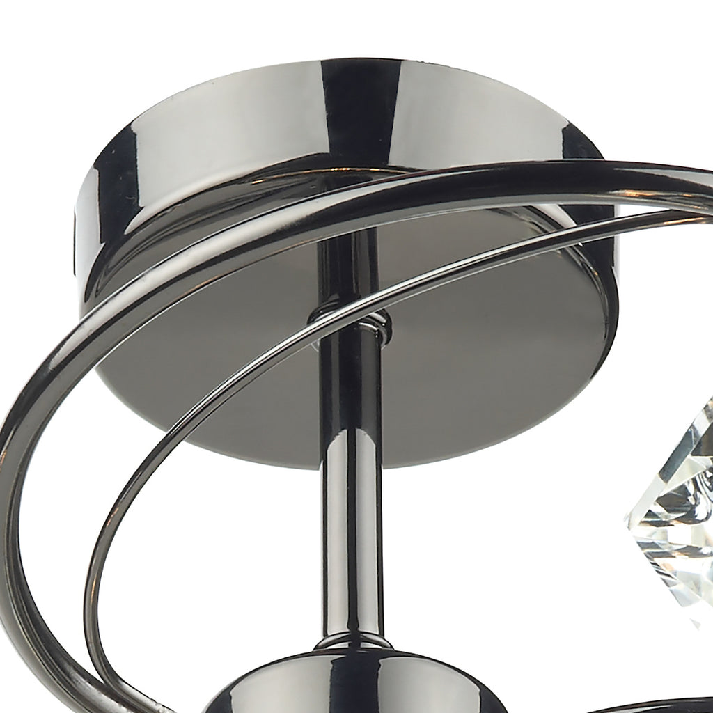 Luther 4 Light Semi Flush Black Chrome Crystal<br>Polished Black Chrome