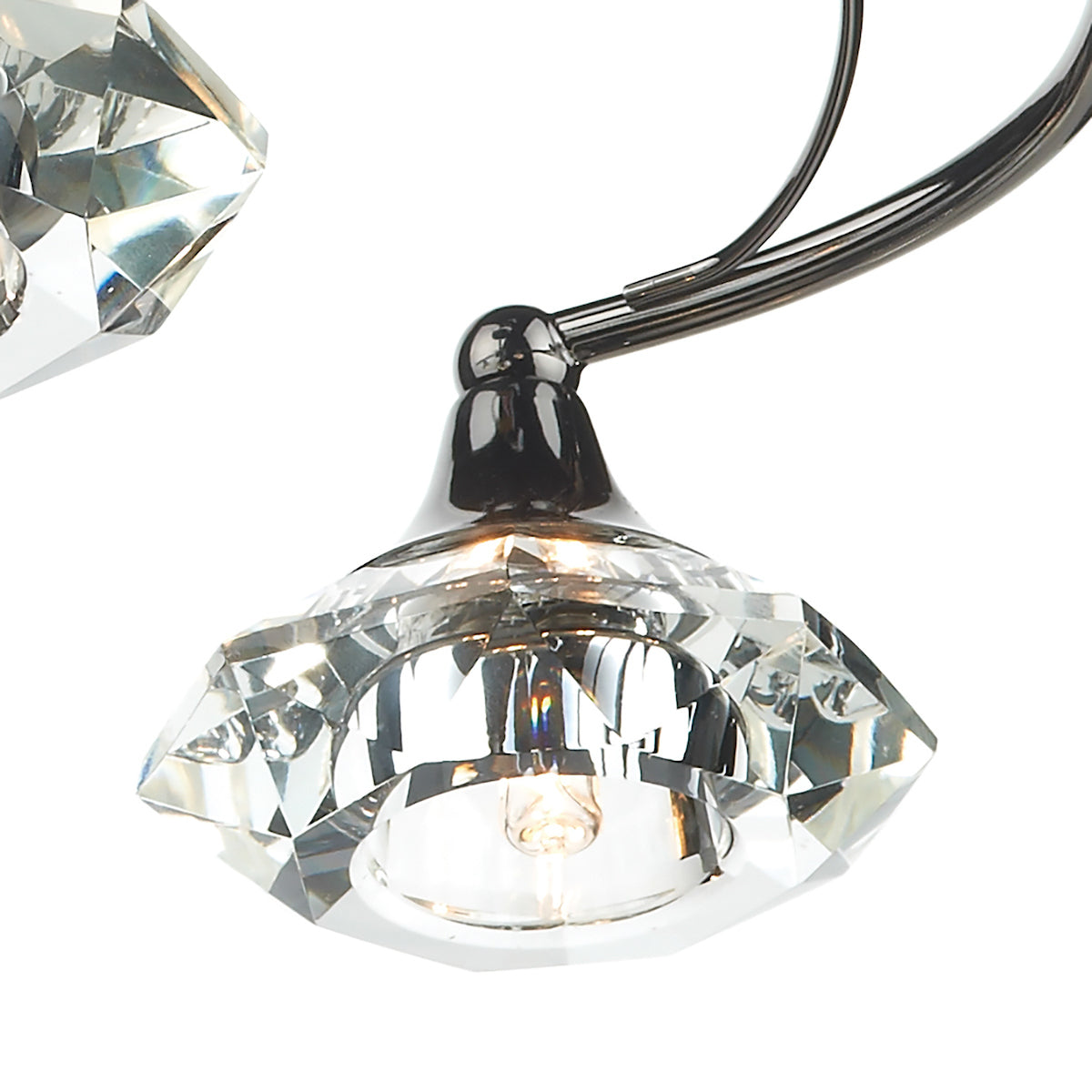 Luther 4 Light Semi Flush Black Chrome Crystal<br>Polished Black Chrome