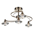 Luther 4 Light Semi Flush Antique Brass Crystal<br>Antique Brass