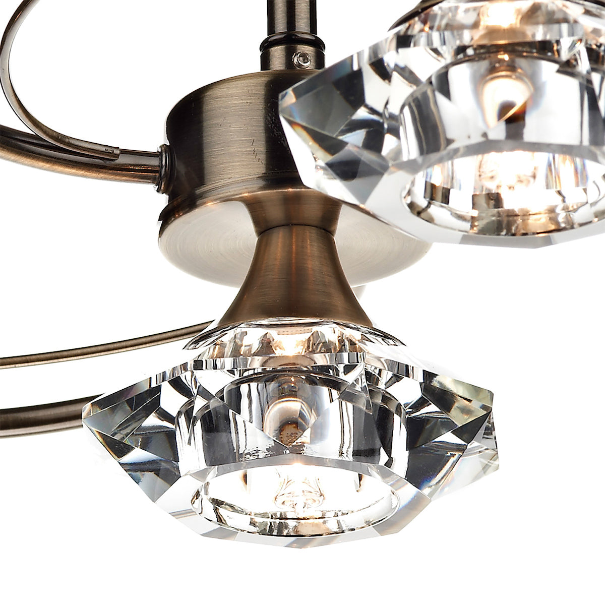 Luther 4 Light Semi Flush Antique Brass Crystal<br>Antique Brass