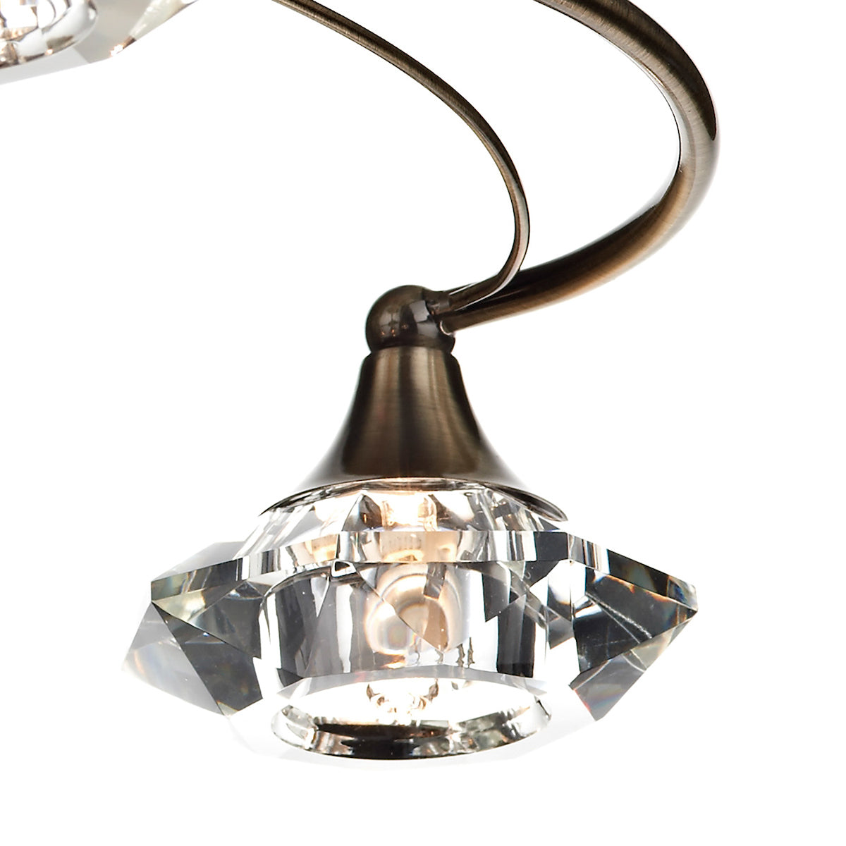Luther 4 Light Semi Flush Antique Brass Crystal<br>Antique Brass