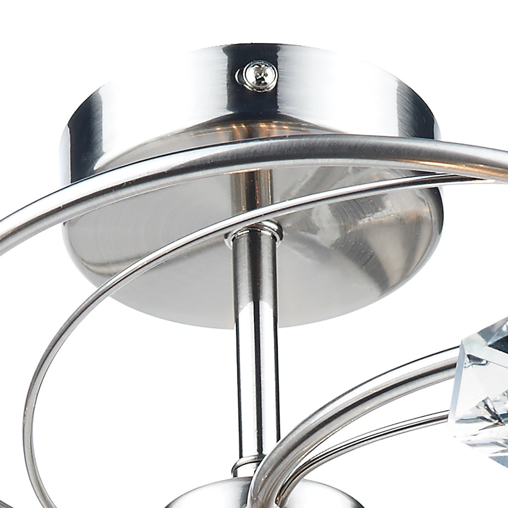 Luther 6 Light Semi Flush Satin Chrome Crystal<br>Satin Chrome