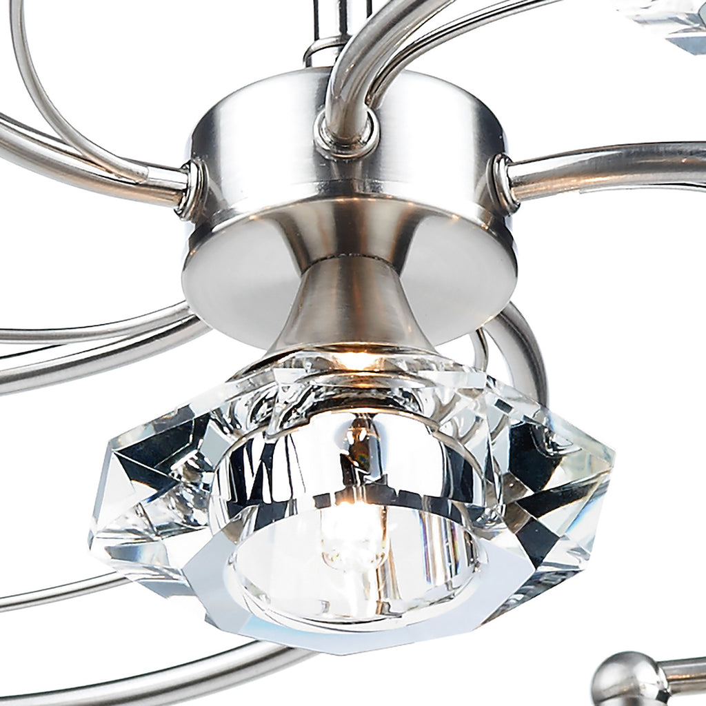 Luther 6 Light Semi Flush Satin Chrome Crystal<br>Satin Chrome