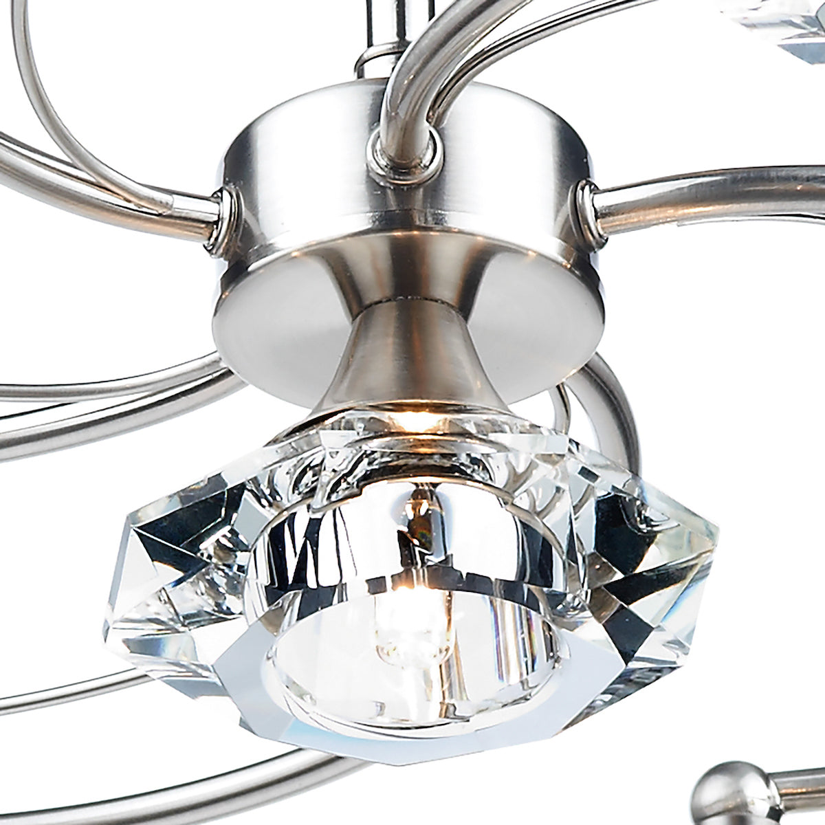 Luther 6 Light Semi Flush Satin Chrome Crystal<br>Satin Chrome