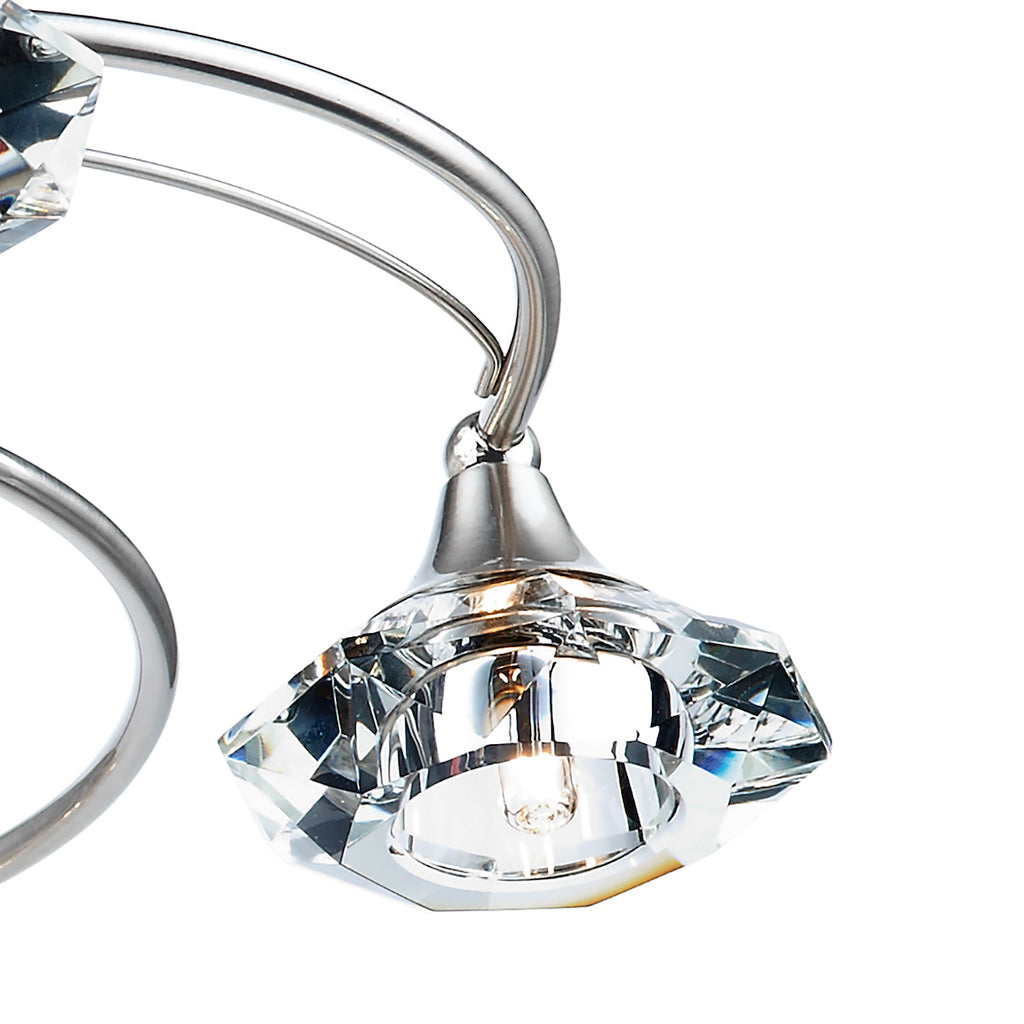 Luther 6 Light Semi Flush Satin Chrome Crystal<br>Satin Chrome