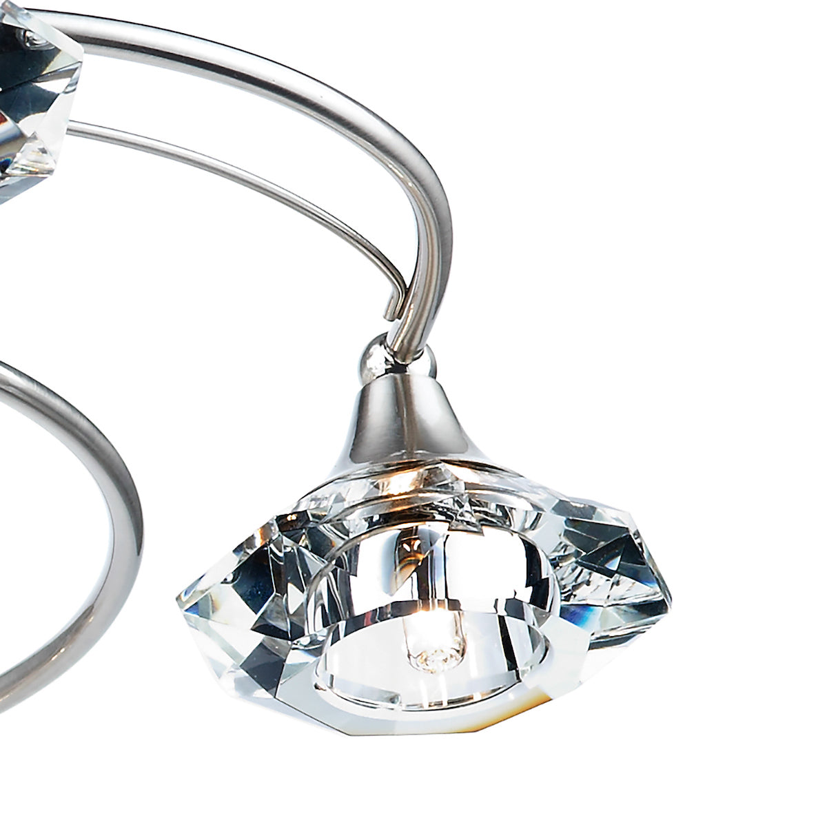 Luther 6 Light Semi Flush Satin Chrome Crystal<br>Satin Chrome