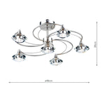 Luther 6 Light Semi Flush Satin Chrome Crystal<br>Satin Chrome