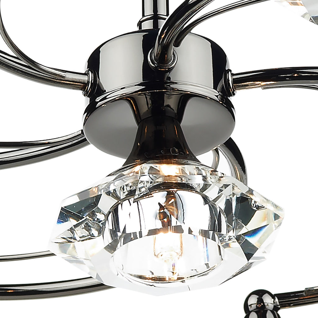 Luther 6 Light Semi Flush Black Chrome Crystal<br>Polished Black Chrome
