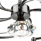 Luther 6 Light Semi Flush Black Chrome Crystal<br>Polished Black Chrome