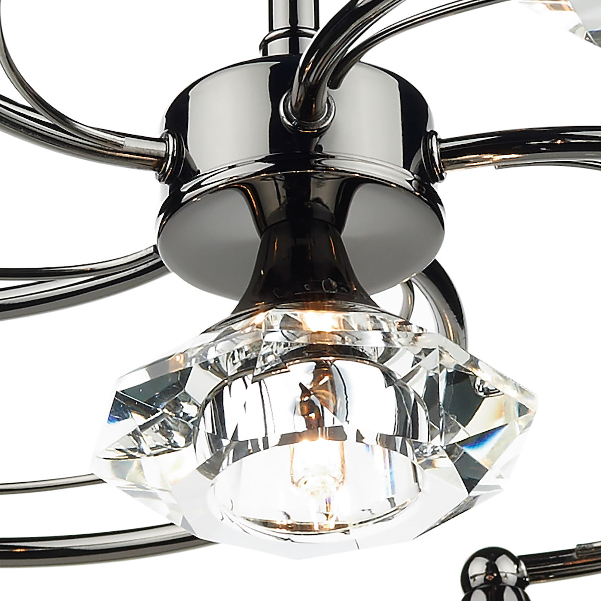 Luther 6 Light Semi Flush Black Chrome Crystal<br>Polished Black Chrome