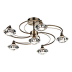 Luther 6 Light Semi Flush Antique Brass Crystal<br>Antique Brass
