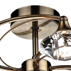 Luther 6 Light Semi Flush Antique Brass Crystal<br>Antique Brass