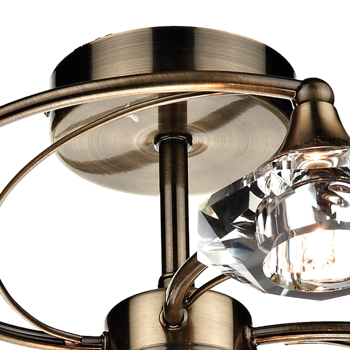 Luther 6 Light Semi Flush Antique Brass Crystal<br>Antique Brass