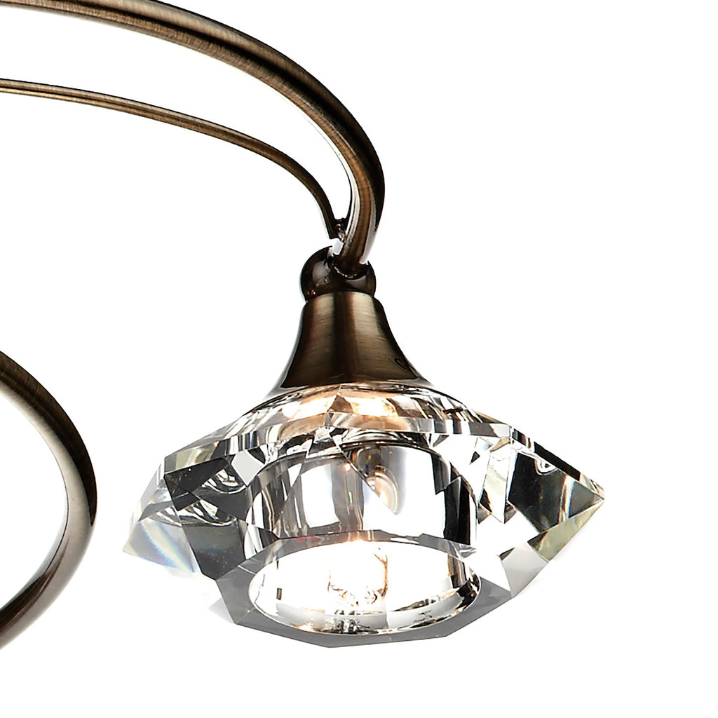 Luther 6 Light Semi Flush Antique Brass Crystal<br>Antique Brass