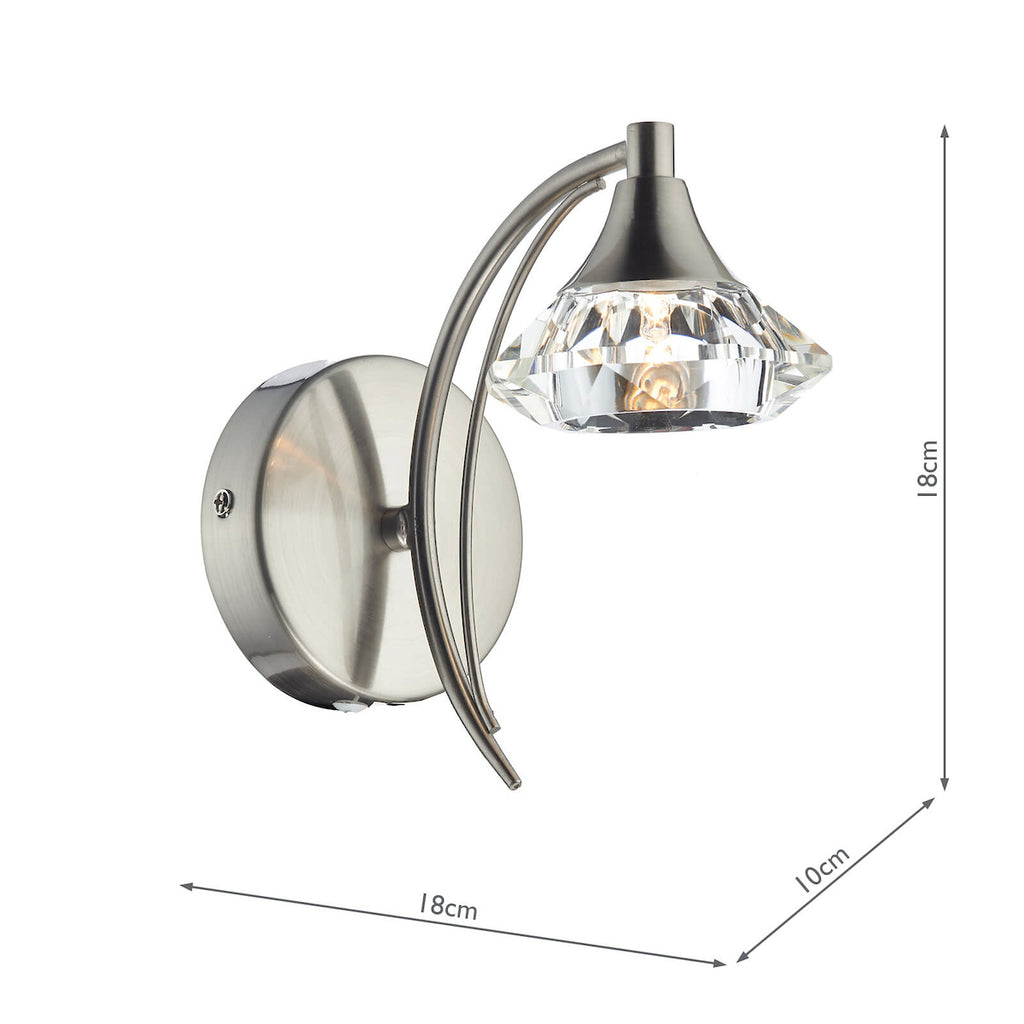 Luther Wall Light Satin Chrome CrystalSatin Chrome