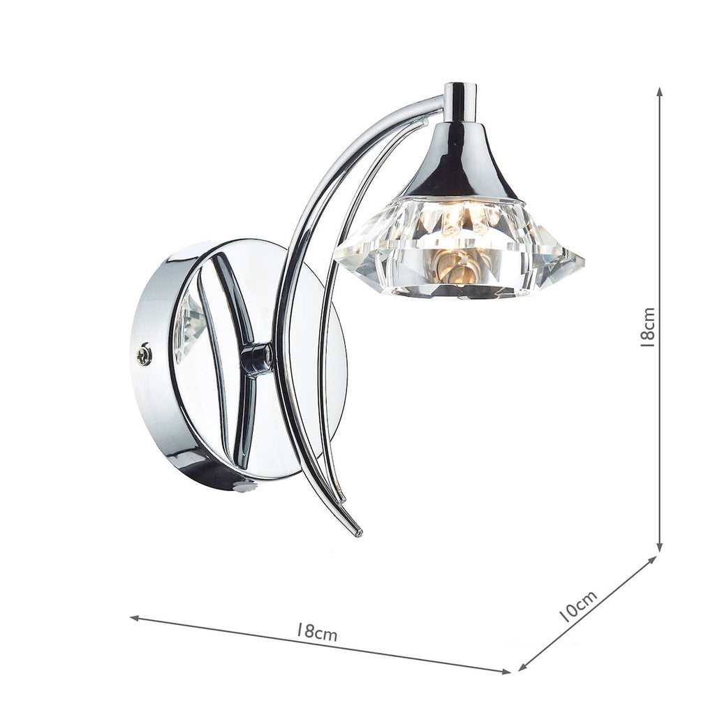 Luther Wall Light Polished Chrome Crystal<br>Polished Chrome