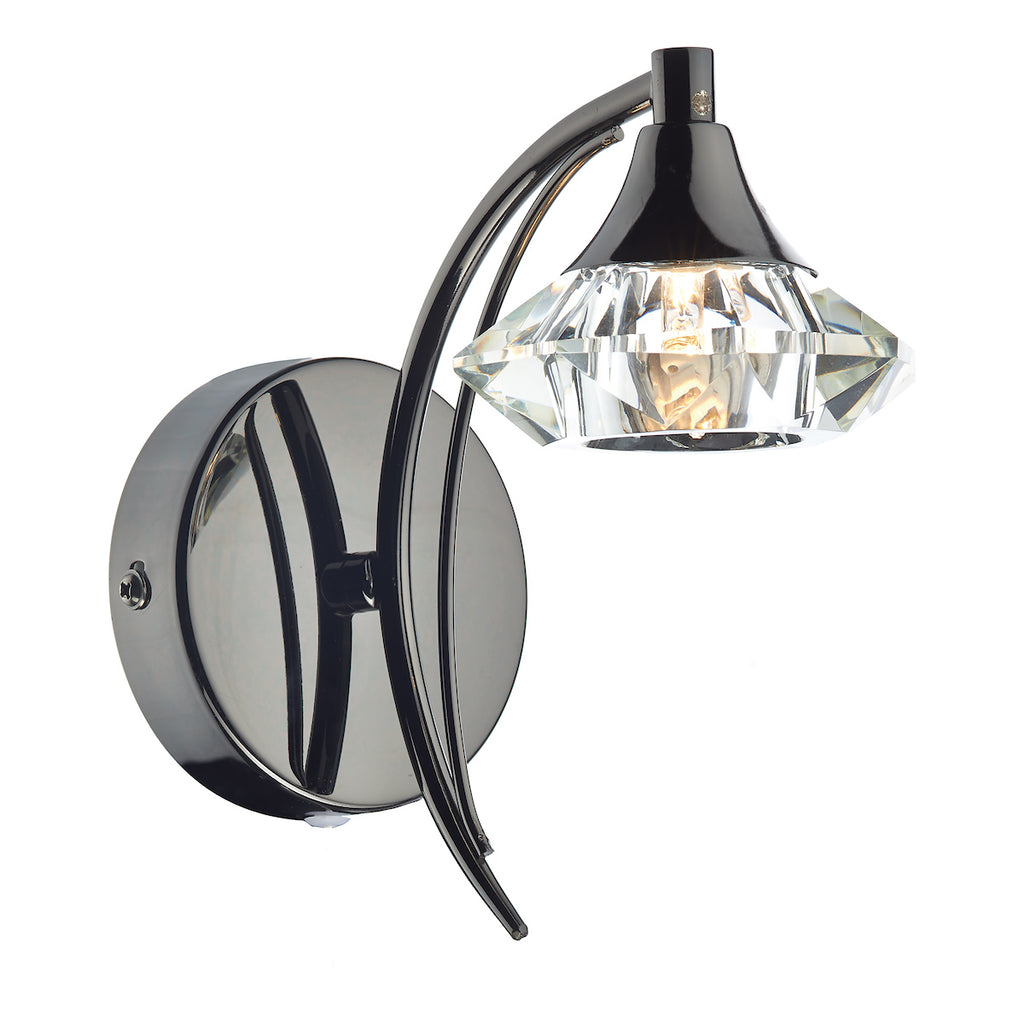 Luther Wall Light Black Chrome Crystal<br>Polished Black Chrome