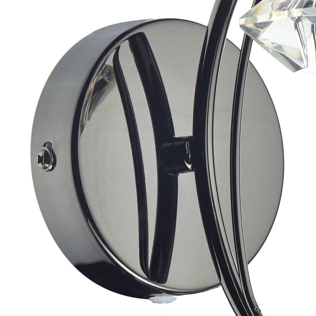 Luther Wall Light Black Chrome Crystal<br>Polished Black Chrome