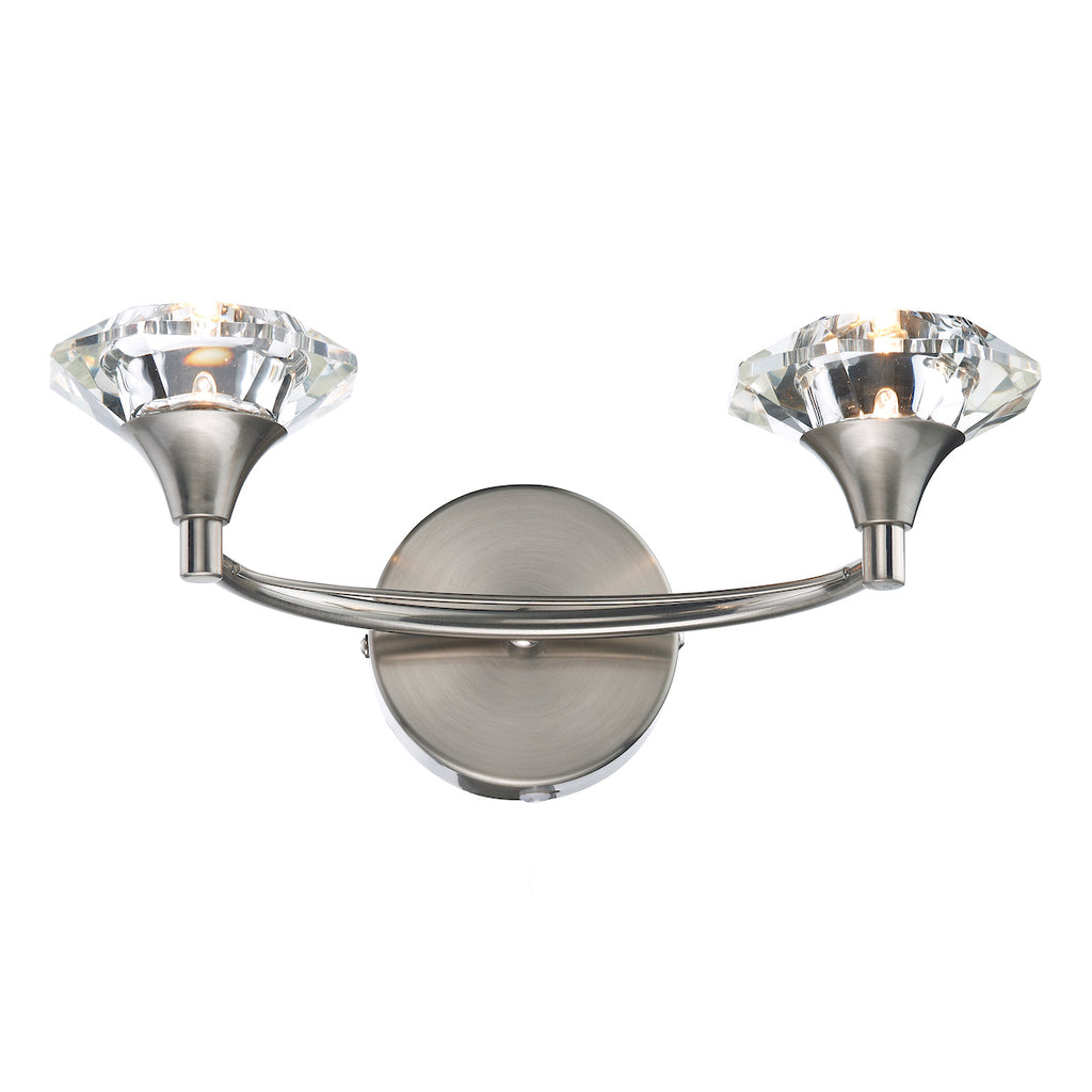 Luther 2 Light Wall Light Satin Chrome Crystal<br>Satin Chrome