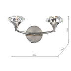 Luther 2 Light Wall Light Satin Chrome Crystal<br>Satin Chrome