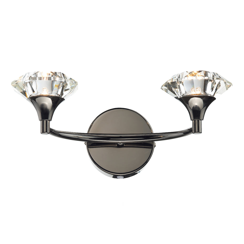 Luther 2 Light Wall Light Black Chrome Crystal<br>Polished Black Chrome