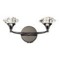 Luther 2 Light Wall Light Black Chrome Crystal<br>Polished Black Chrome