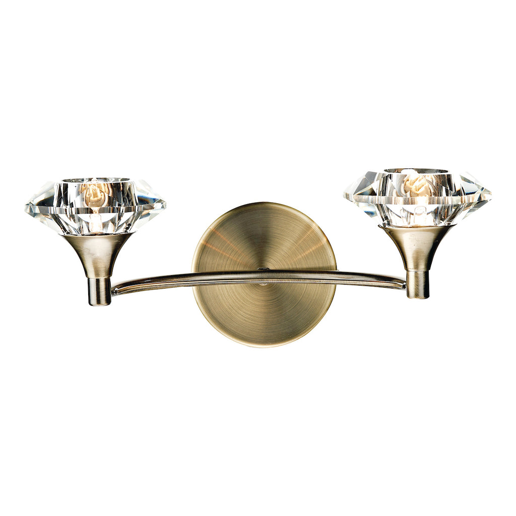 Luther 2 Light Wall Light Antique Brass Crystal<br>Antique Brass