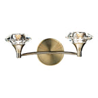 Luther 2 Light Wall Light Antique Brass Crystal<br>Antique Brass