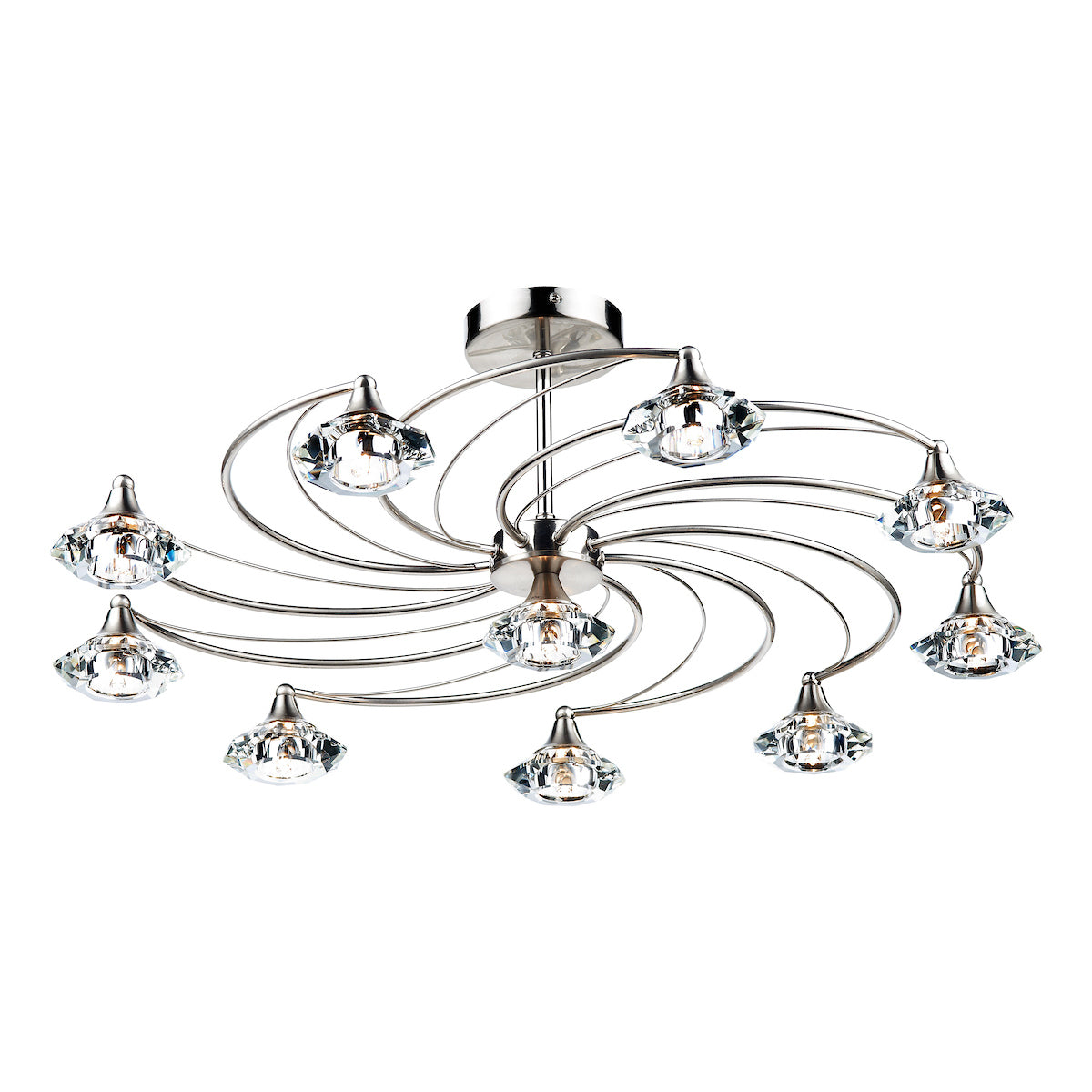 Luther 10 Light Semi Flush Satin Chrome Crystal<br>Satin Chrome