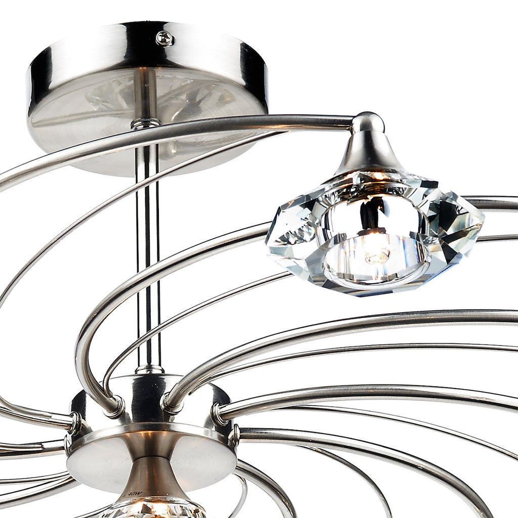 Luther 10 Light Semi Flush Satin Chrome Crystal<br>Satin Chrome