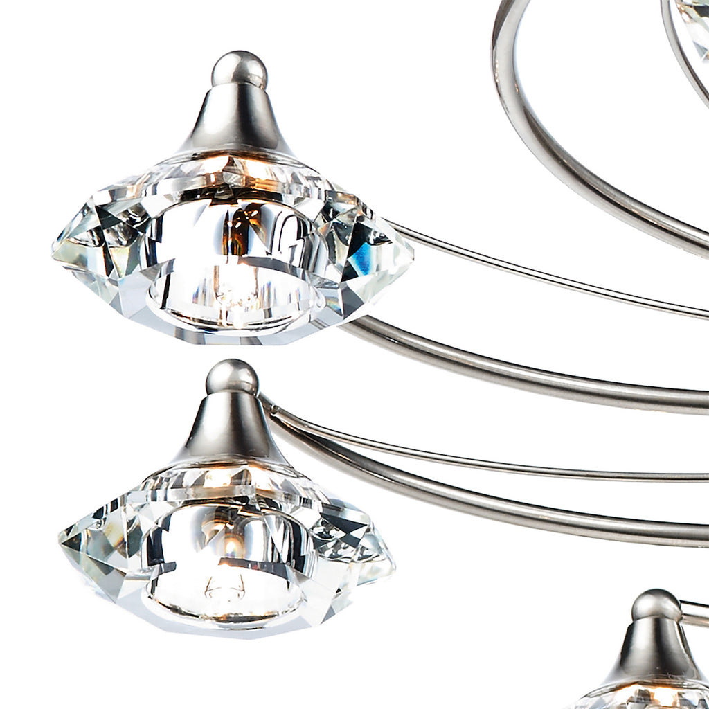 Luther 10 Light Semi Flush Satin Chrome Crystal<br>Satin Chrome