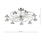 Luther 10 Light Semi Flush Satin Chrome Crystal<br>Satin Chrome