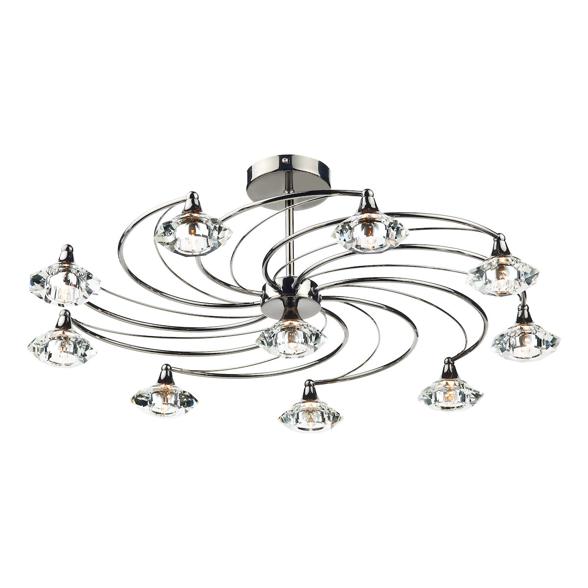 Luther 10 Light Semi Flush Black Chrome Crystal<br>Polished Black Chrome