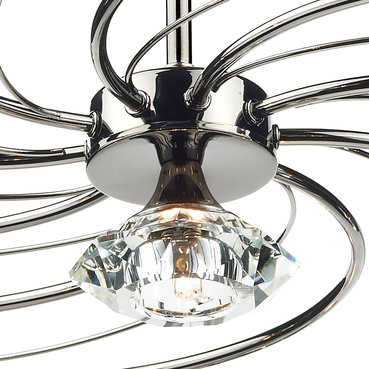 Luther 10 Light Semi Flush Black Chrome Crystal<br>Polished Black Chrome