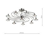 Luther 10 Light Semi Flush Black Chrome Crystal<br>Polished Black Chrome