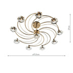 Luther 10 Light Semi Flush Antique Brass Crystal<br>Antique Brass