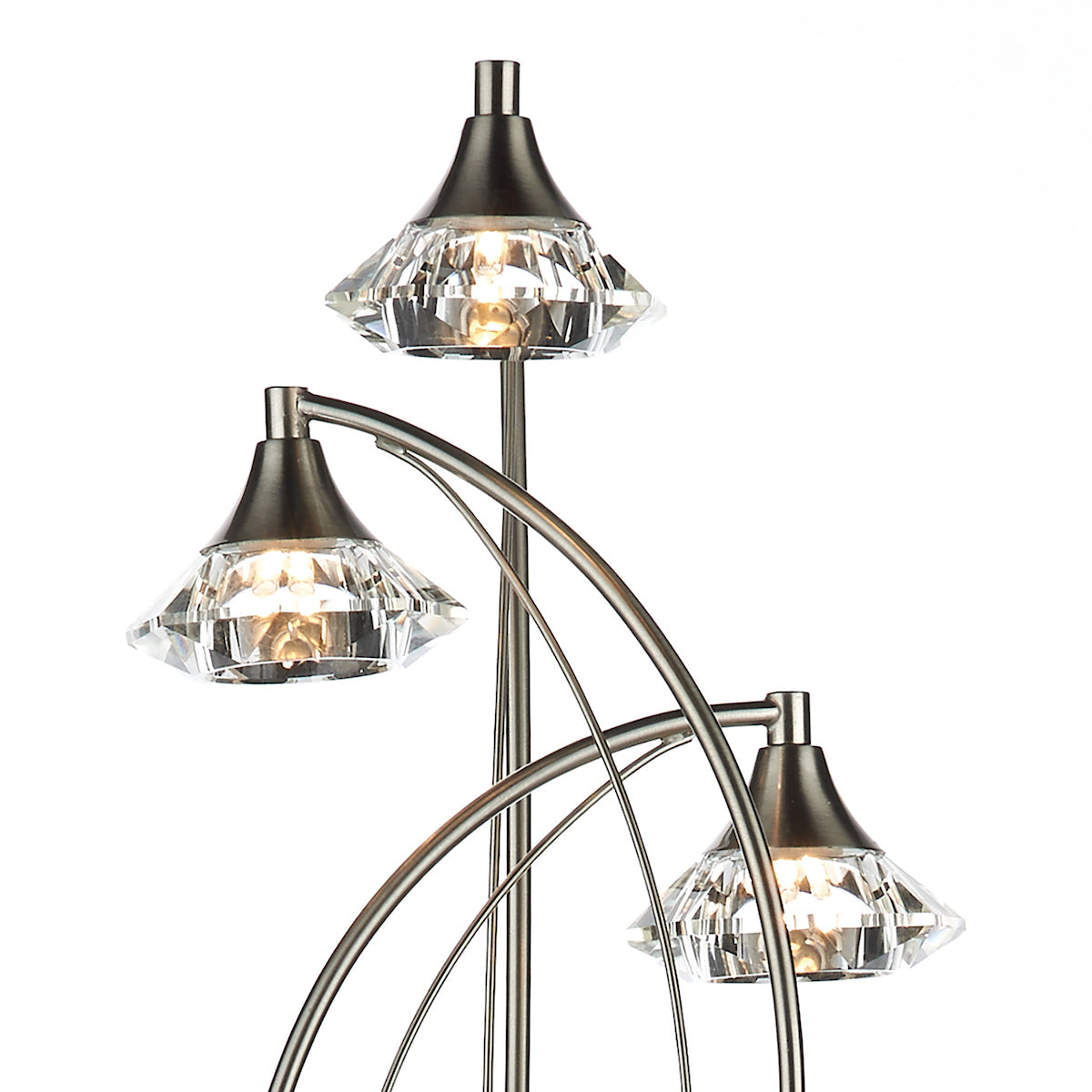 Luther 3 Light Floor Lamp Satin Chrome Crystal<br>Satin Chrome