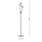 Luther 3 Light Floor Lamp Satin Chrome Crystal<br>Satin Chrome