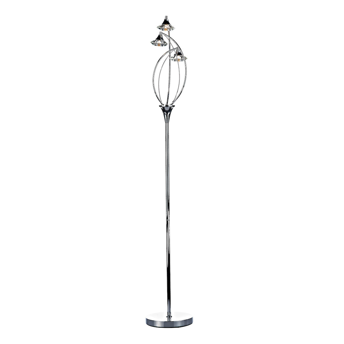 Luther 3 Light Floor Lamp Polished Chrome Crystal<br>Polished Chrome