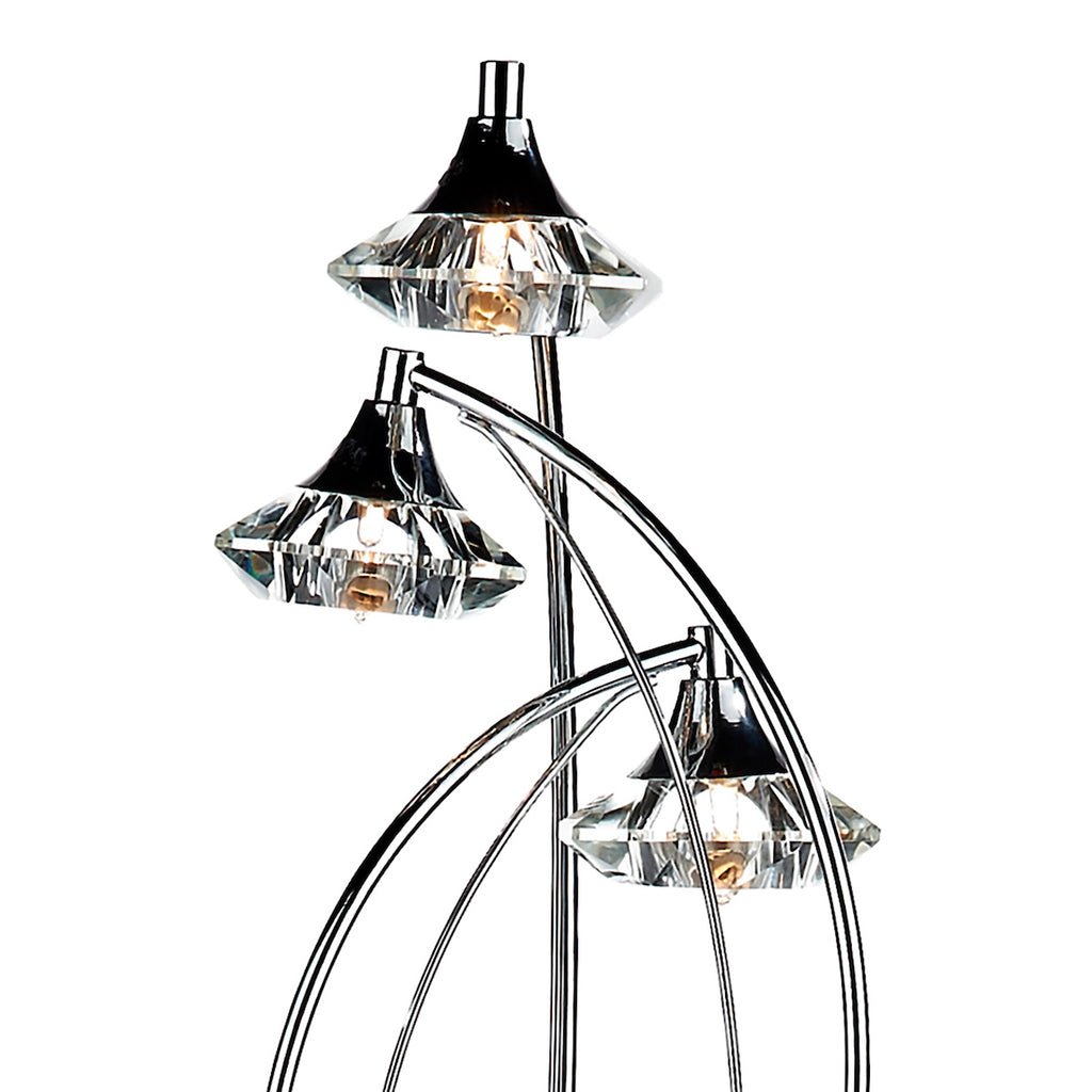 Luther 3 Light Floor Lamp Polished Chrome Crystal<br>Polished Chrome