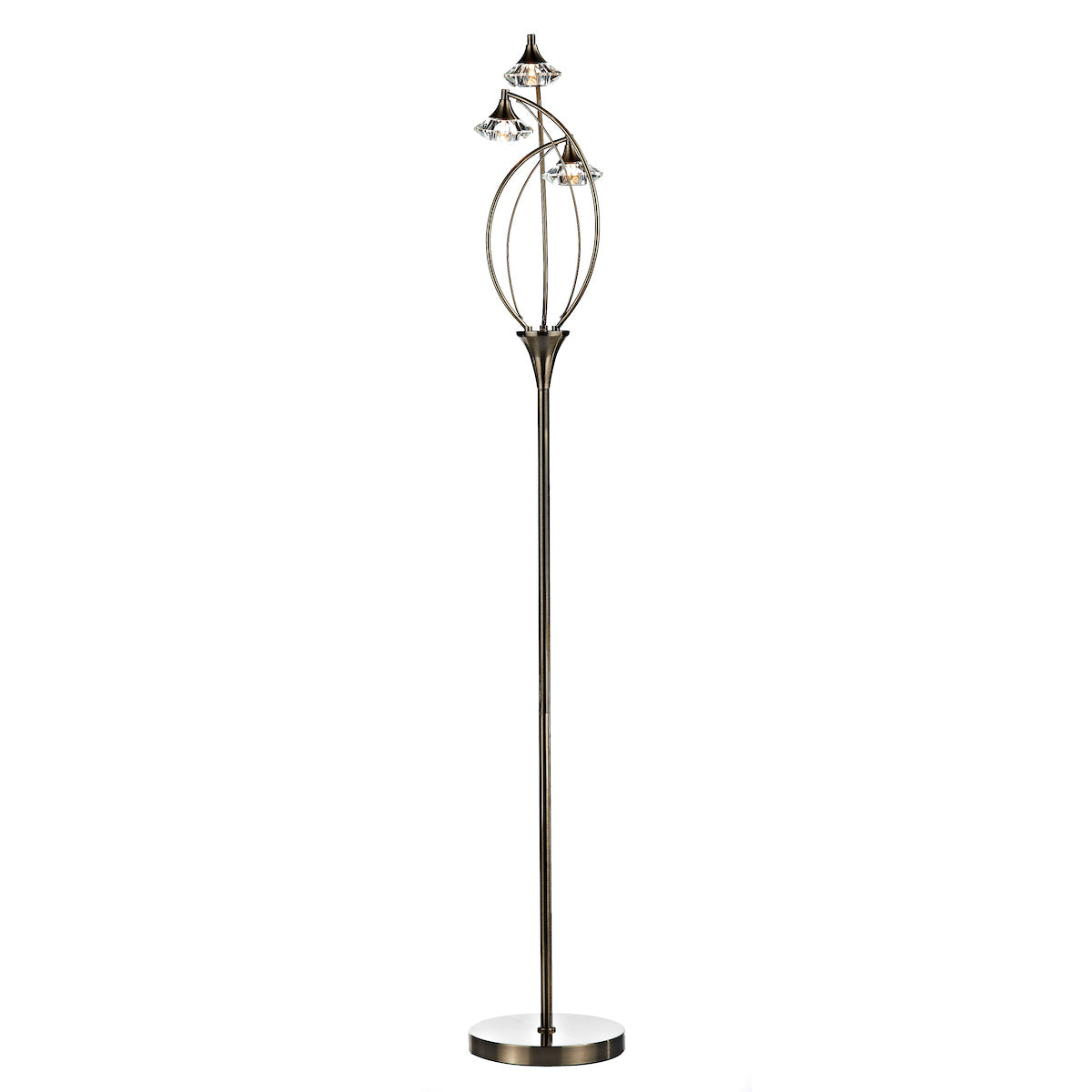 Luther 3 Light Floor Lamp Antique Brass Crystal<br>Antique Brass